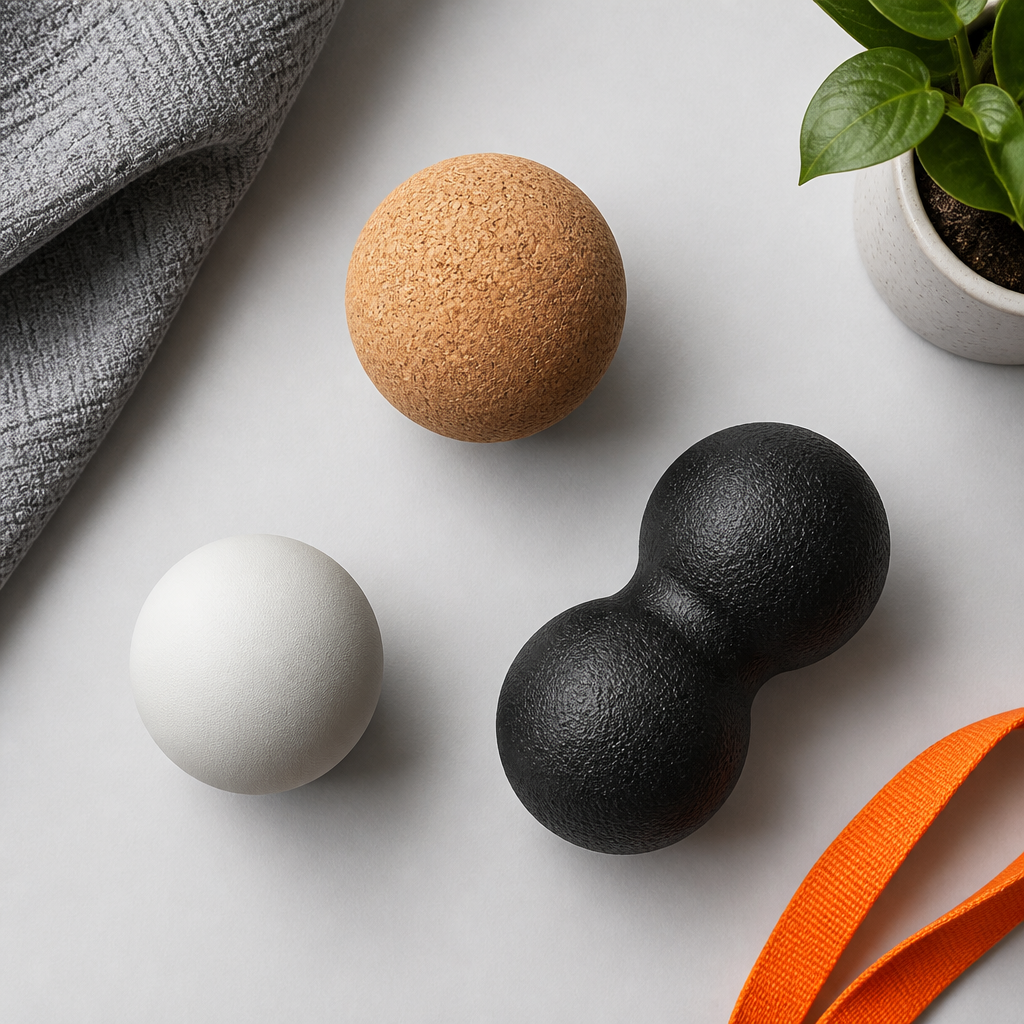Cork recovery ball, lacrosse ball, and peanut massage ball
